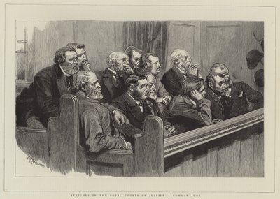 Schetsen in de Koninklijke Gerechtsgebouwen, een Gewone Jury door Robert Barnes